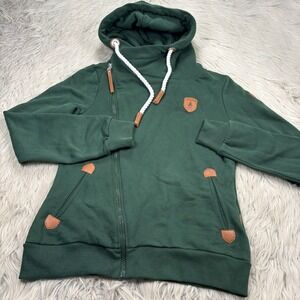 NWT Wanakome Women's M Green Athena Zip Front Funnel Neck Hoodie Canada
